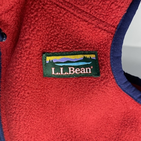 LL Bean Kids' Mountain Classic Fleece Vest in Red‎ and Navy Medium Size 5 Size 6 - Picture 5 of 11